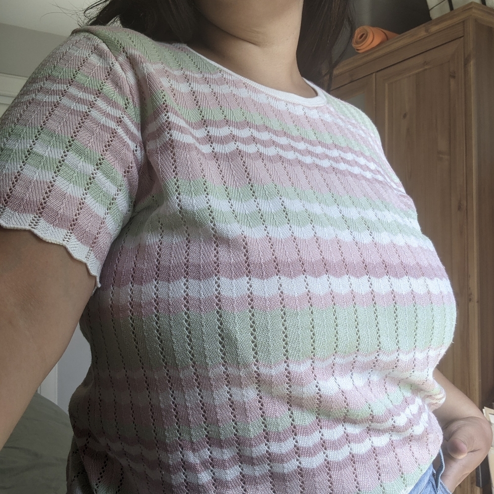 Vintage Crochet Striped Top